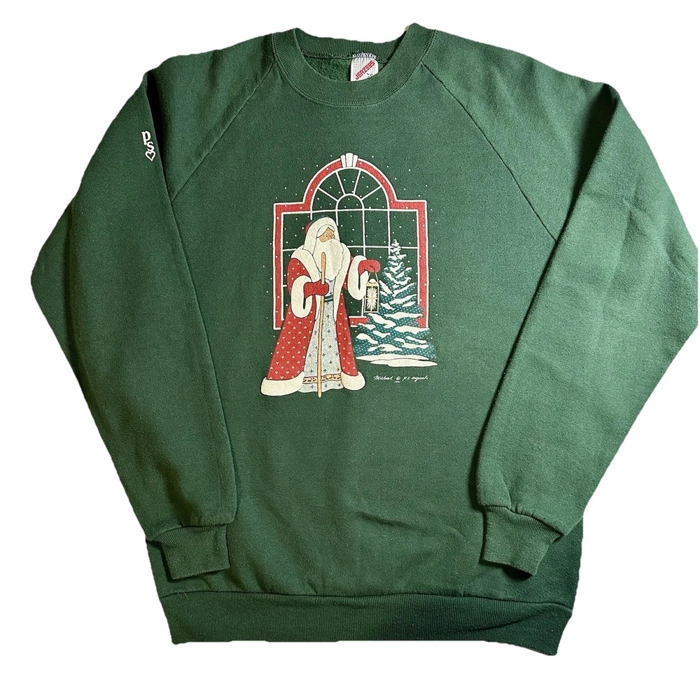 90's Michael PS Origionals Green Christmas Sweatshirt Women's Large